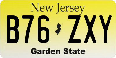 NJ license plate B76ZXY