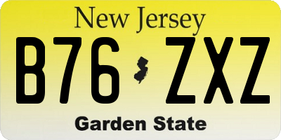 NJ license plate B76ZXZ