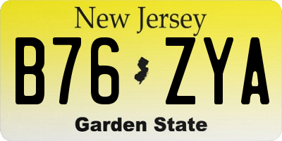NJ license plate B76ZYA