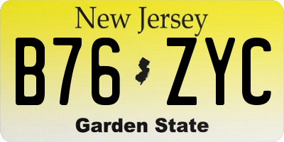 NJ license plate B76ZYC