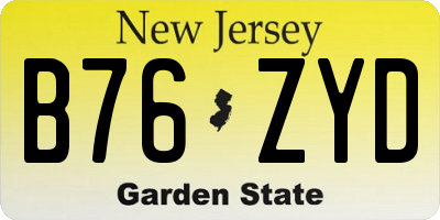 NJ license plate B76ZYD