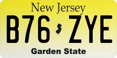 NJ license plate B76ZYE