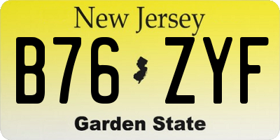 NJ license plate B76ZYF