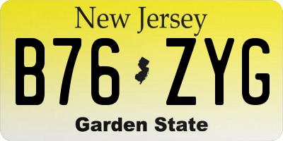 NJ license plate B76ZYG