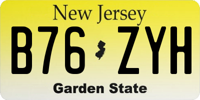NJ license plate B76ZYH