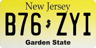 NJ license plate B76ZYI