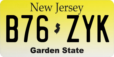 NJ license plate B76ZYK