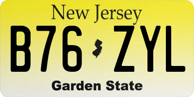 NJ license plate B76ZYL