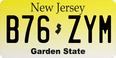 NJ license plate B76ZYM