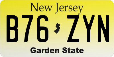 NJ license plate B76ZYN