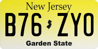NJ license plate B76ZYO