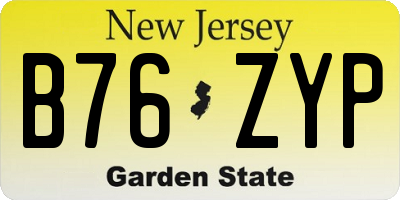 NJ license plate B76ZYP