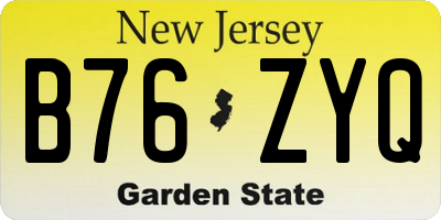 NJ license plate B76ZYQ