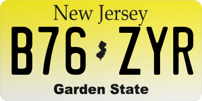 NJ license plate B76ZYR