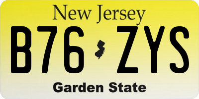 NJ license plate B76ZYS