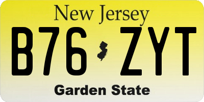 NJ license plate B76ZYT