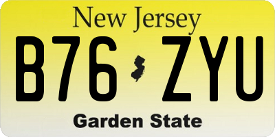 NJ license plate B76ZYU