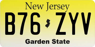 NJ license plate B76ZYV