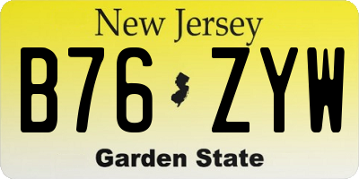 NJ license plate B76ZYW