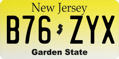 NJ license plate B76ZYX