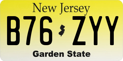 NJ license plate B76ZYY