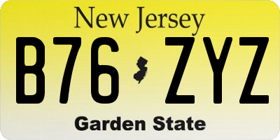 NJ license plate B76ZYZ