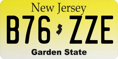 NJ license plate B76ZZE