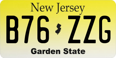 NJ license plate B76ZZG