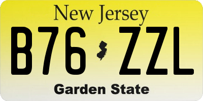 NJ license plate B76ZZL