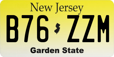 NJ license plate B76ZZM