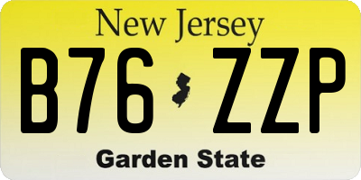 NJ license plate B76ZZP