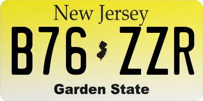 NJ license plate B76ZZR