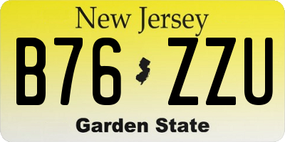 NJ license plate B76ZZU