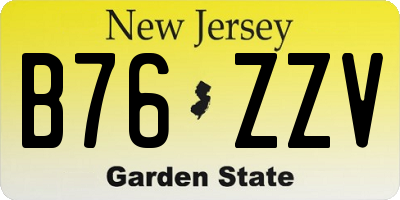 NJ license plate B76ZZV