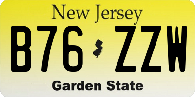 NJ license plate B76ZZW