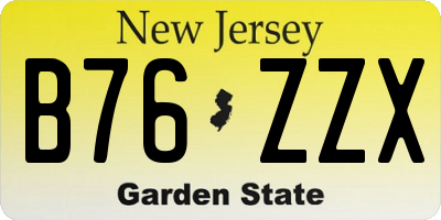NJ license plate B76ZZX
