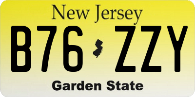NJ license plate B76ZZY