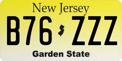 NJ license plate B76ZZZ