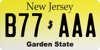 NJ license plate B77AAA