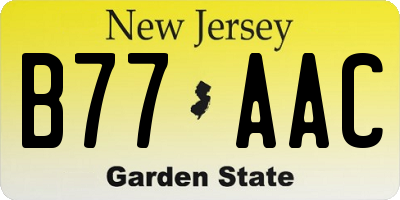 NJ license plate B77AAC