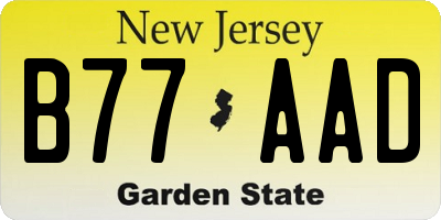 NJ license plate B77AAD