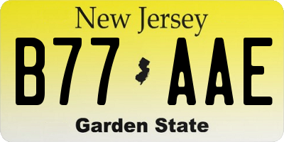 NJ license plate B77AAE