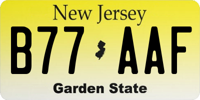 NJ license plate B77AAF