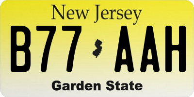 NJ license plate B77AAH