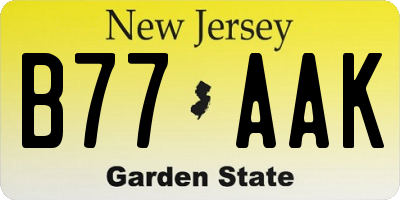 NJ license plate B77AAK