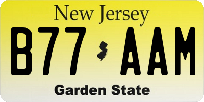 NJ license plate B77AAM