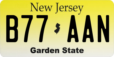 NJ license plate B77AAN