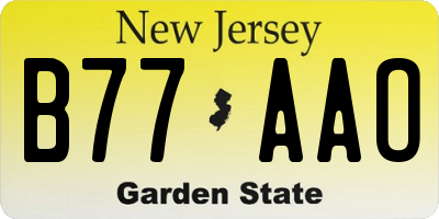 NJ license plate B77AAO