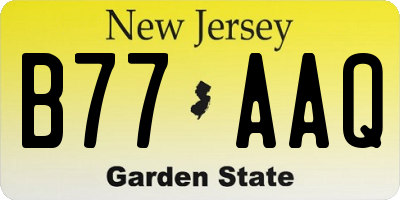 NJ license plate B77AAQ