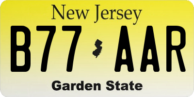 NJ license plate B77AAR